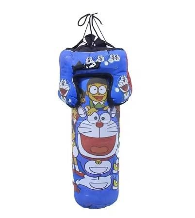 Kids Boxing Set with Punching Bag, Gloves & Headgear | Cartoon-Themed Boxing Kit for Children (Ages 2–8 Years) | Soft & Safe Training Set for Indoor Play (DOREMON)