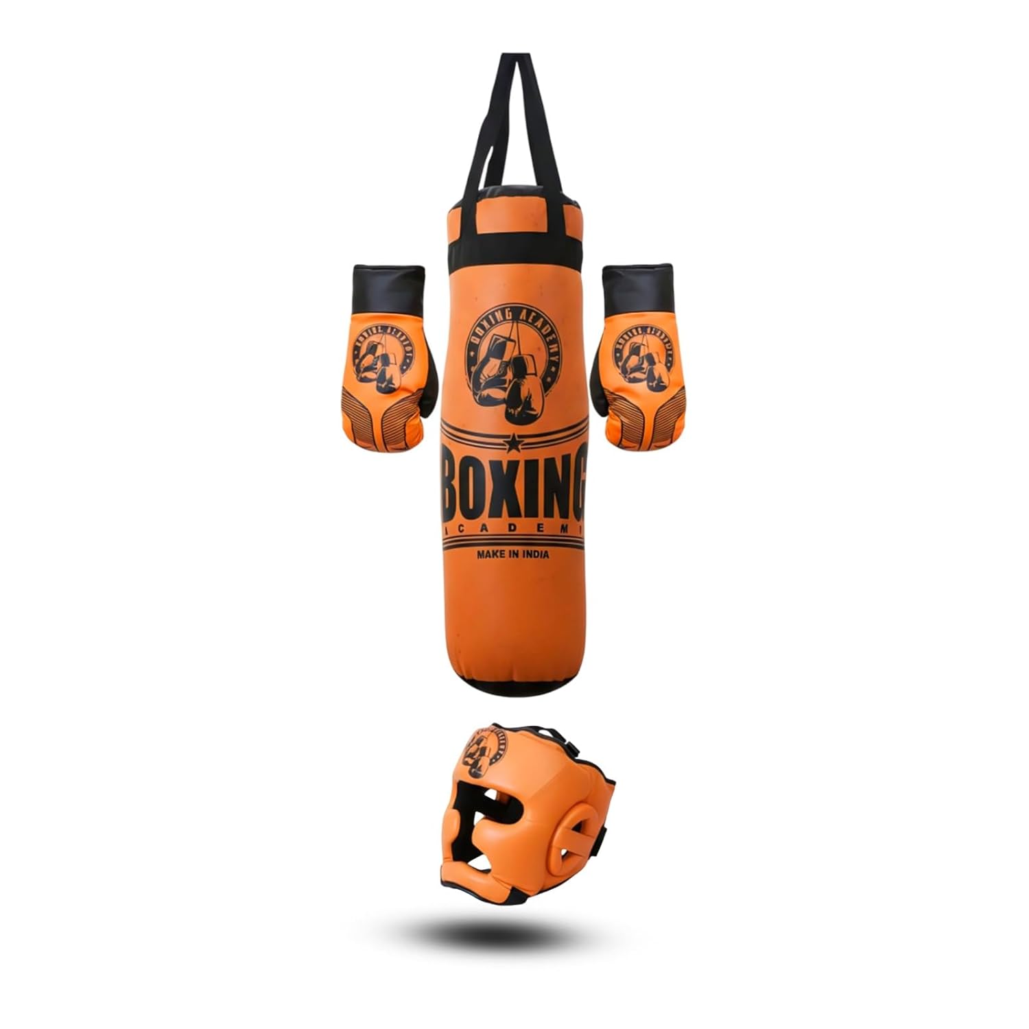 Kids Boxing Kit Pack of 4 | Pre-Filled Punching Bag, Gloves & Headguard (Orange)