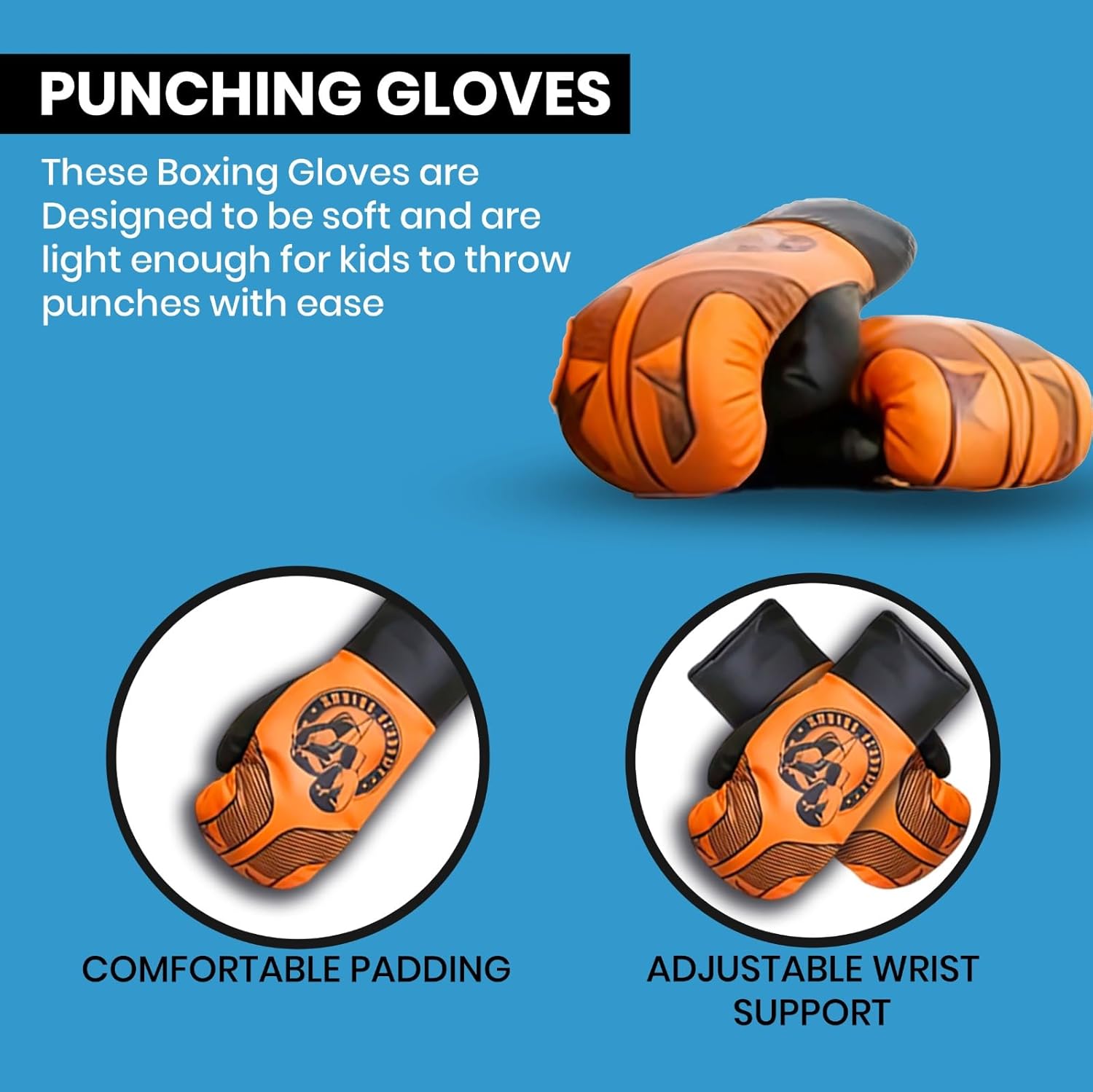 Kids Boxing Kit Pack of 4 | Pre-Filled Punching Bag, Gloves & Headguard (Orange) - Image 3