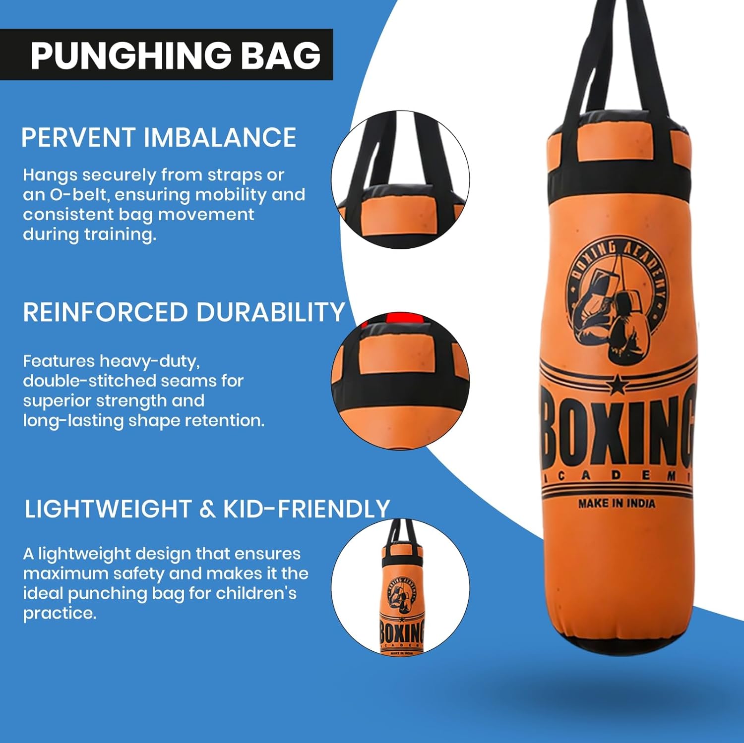 Kids Boxing Kit Pack of 4 | Pre-Filled Punching Bag, Gloves & Headguard (Orange) - Image 8